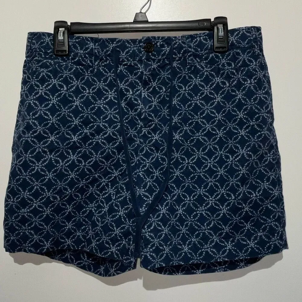 Lauren Jeans Co. Women's Blue‎ Geometric Drawstring Cotton Casual Shorts Size 8